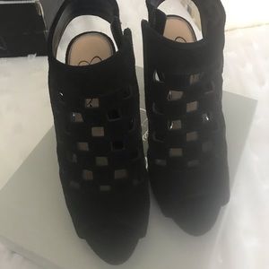 Jessica Simpson Aniece Bootie, Black Suede, 7.5